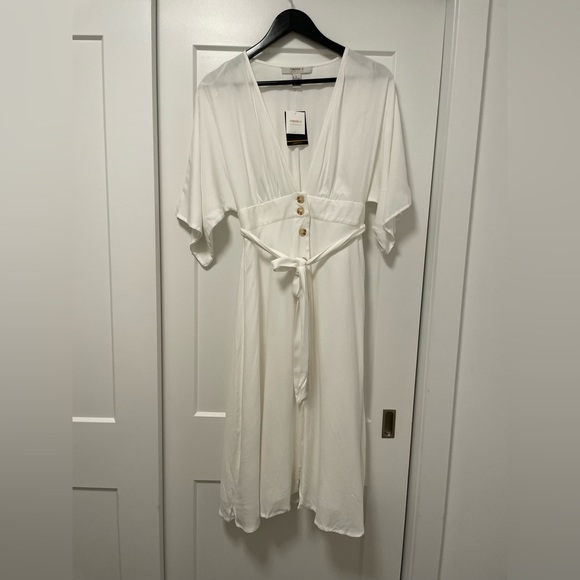 NWT Plunging Button-Front Knee-Length Dress - Picture 2 of 6